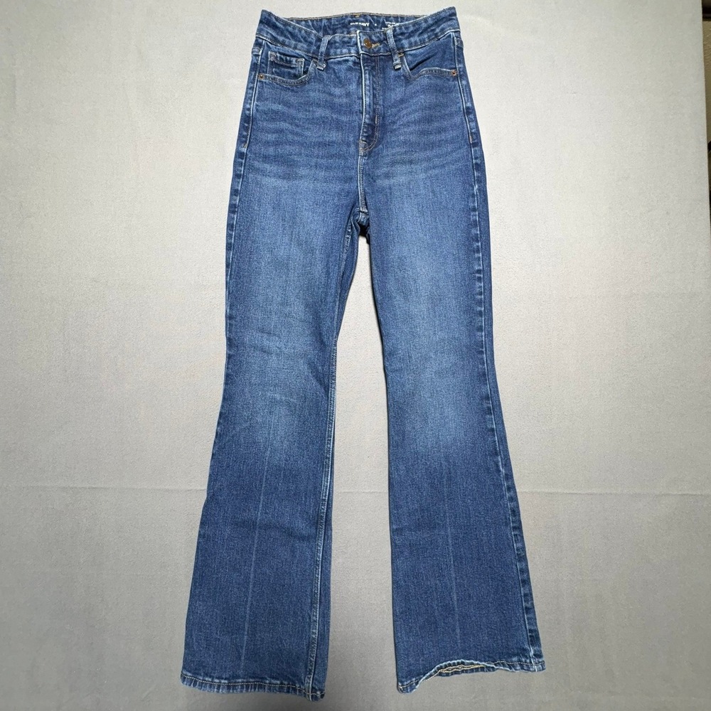 Old Navy Women 4 Higher High Rise Flare Jeans Dark Wash Blue Denim 2665